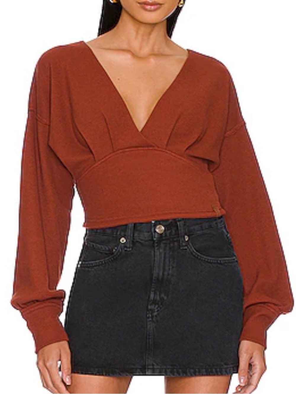 Free People V-Neck Cropped Sweater Top
